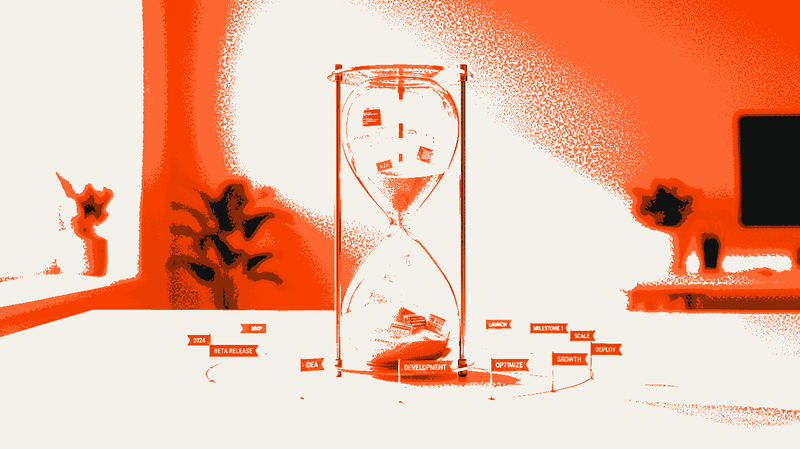 Conceptual illustration of a website project timeline with milestones and waypoints