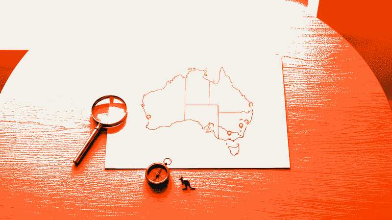Conceptual illustration of a map with pinned service business locations across Australian suburbs