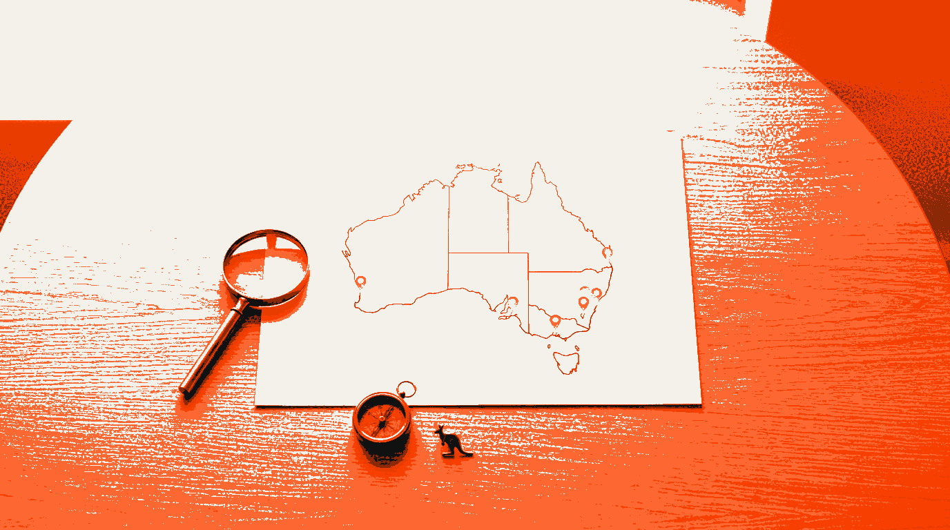Conceptual illustration of a map with pinned service business locations across Australian suburbs