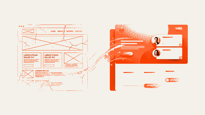 Conceptual illustration representing a website redesign and relaunch process