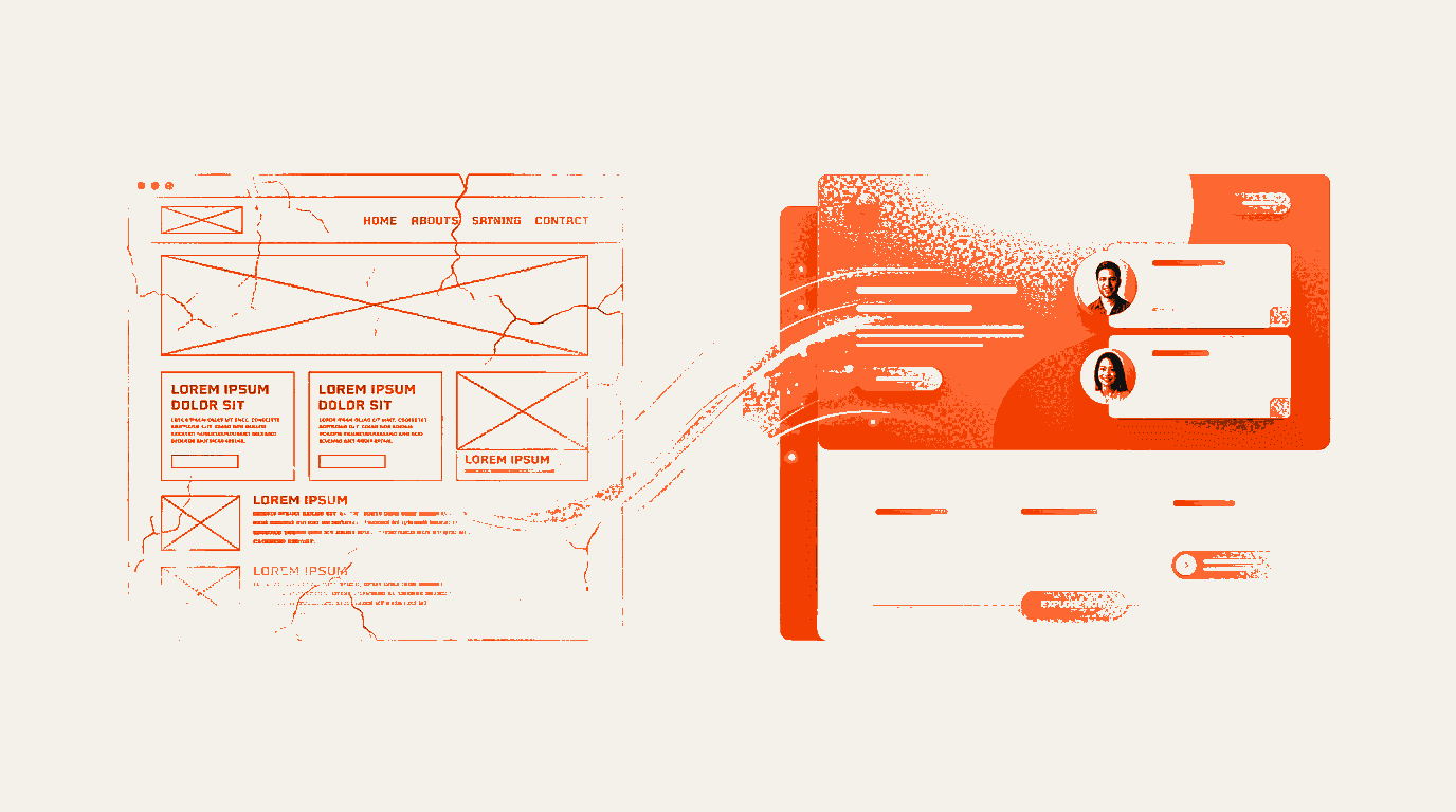 Conceptual illustration representing a website redesign and relaunch process